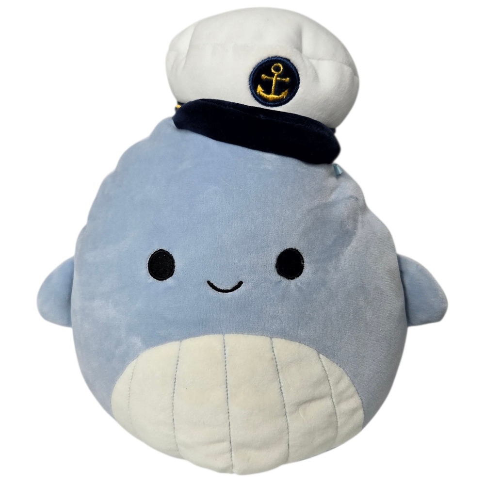 Squishmallows Samir Whale 8" Sailor Hat Sealife Squad‎ Blue Plush 2022 Aquatic